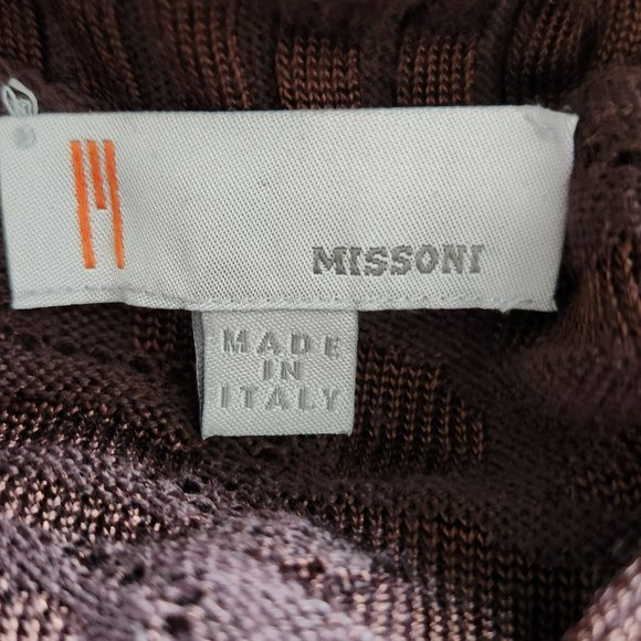 Missoni off shoulder chocolate floral jacquard knit Sweater Sz 40 Made in Italy - Picture 13 of 14